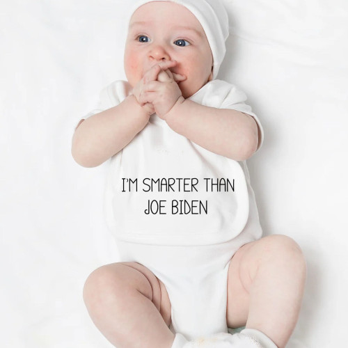 Political Humor Baby Bib - I'm Smarter Than Joe Biden