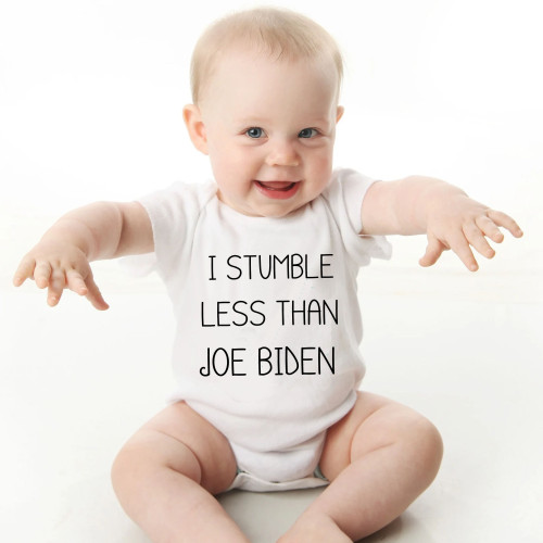 I Stumble Less Than Joe Biden Onesie - Political Humor - Short Sleeve - Organic Cotton - Infant Bodysuit