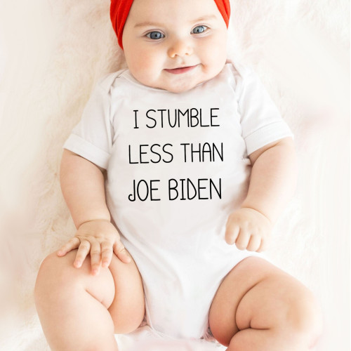 I Stumble Less Than Joe Biden Onesie - Political Humor - Short Sleeve - Organic Cotton - Infant Bodysuit