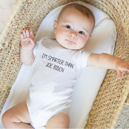 I'm Smarter Than Biden Onesie - Political Humor - Short Sleeve - Organic Cotton - Infant Bodysuit