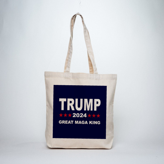 Political Humor Tote - Trump 2024 Great MAGA King - Canvas Tote Bag