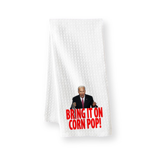 Funny Political Satire Waffle Weave Towel - Bring It On Corn Pop - Polyester - 16x24 Inches