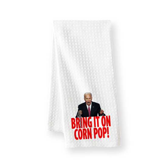 Funny Political Satire Waffle Weave Towel - Bring It On Corn Pop - Polyester - 16x24 Inches