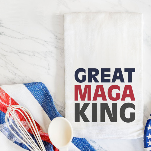 Funny Political Satire Flour Sack Towel - GREAT MAGA KING - Heavy Duty Cotton - 27x27 Inches
