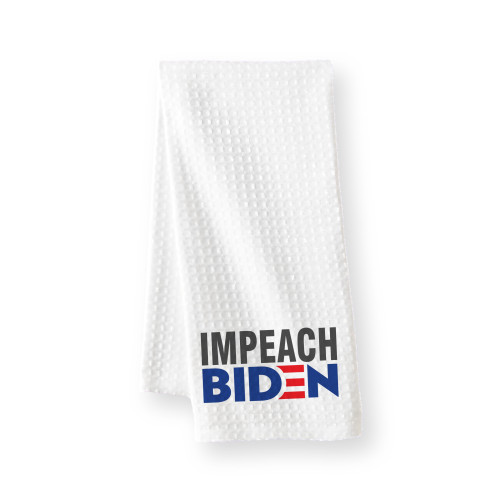 Funny Political Satire Waffle Weave Towel - Impeach Biden - Polyester - 16x24 Inches